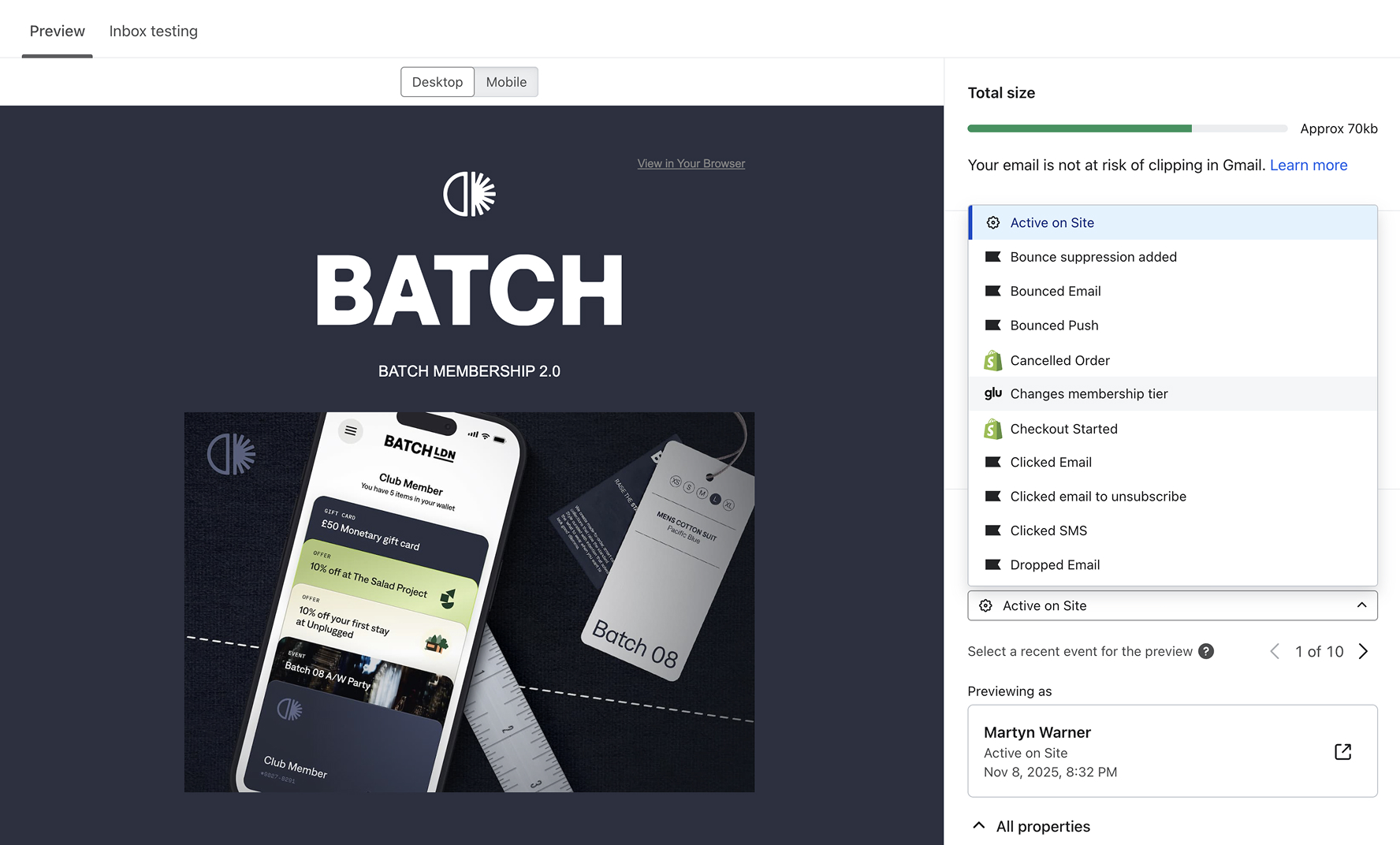 Klaviyo dynamic email campaign