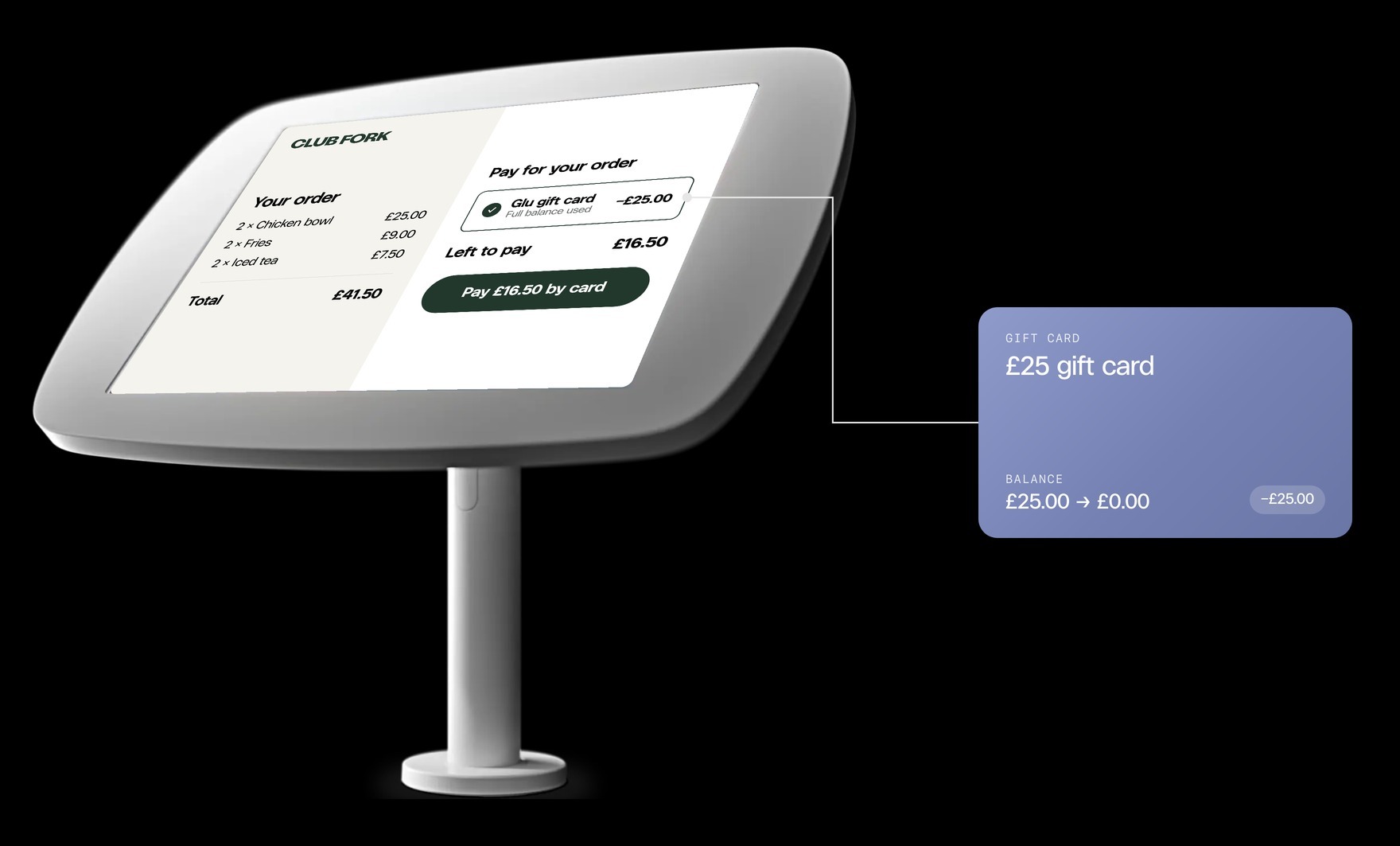 Pay with a Glu gift card at a Storekit kiosk