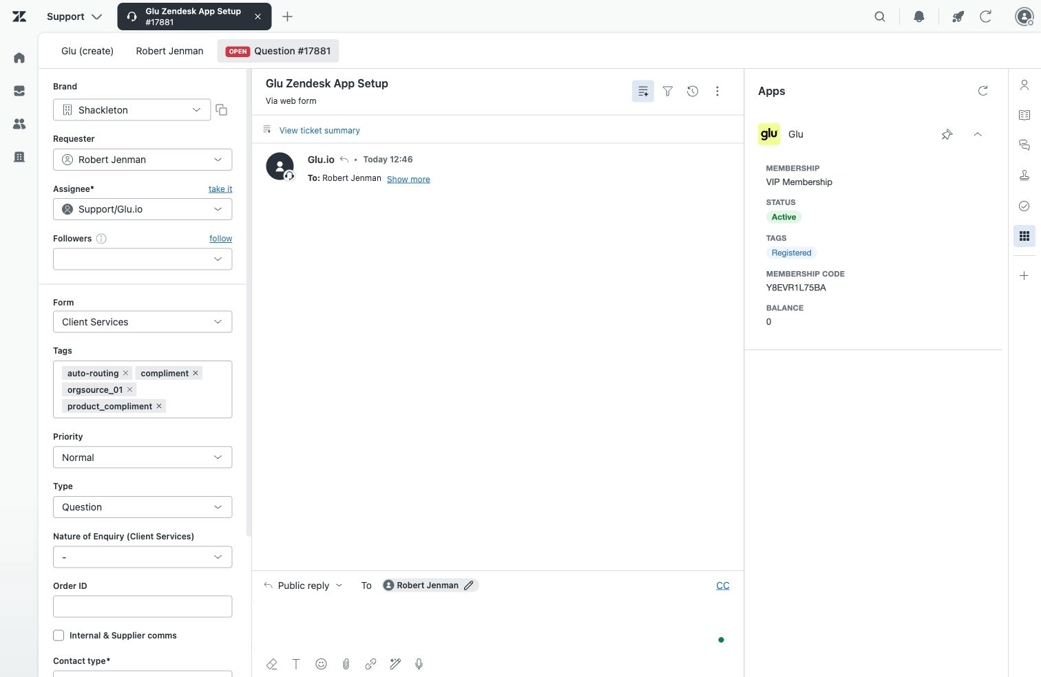 View Glu membership information directly within Zendesk