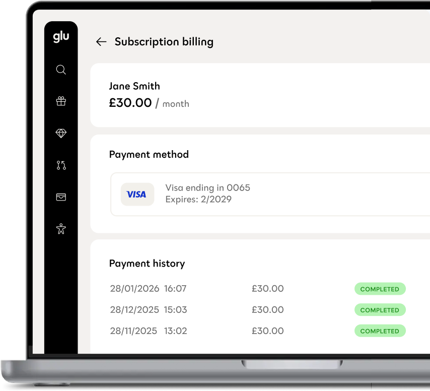 Membership subscription dashboard