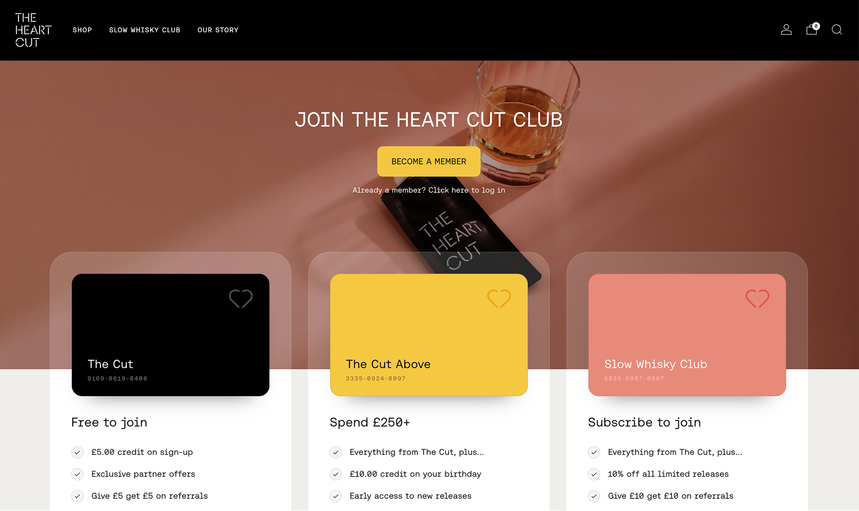 The Heart Cut&rsquo;s branded membership sign up page